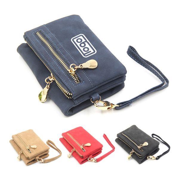 Double zipper frosted PU purse