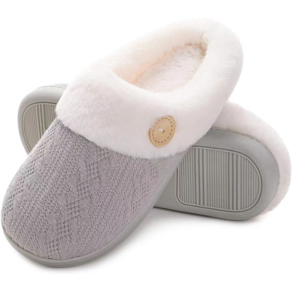 Non-slip outdoor home memory cotton warm plush slippers