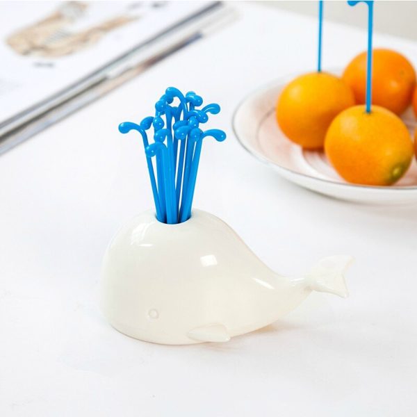 Home Kitchen Plastic Cake&Fruit Whale-Shaped Fruit Fork Set