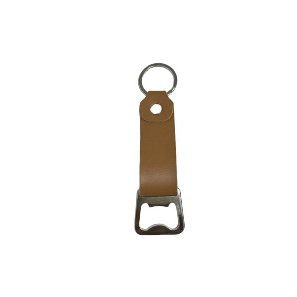 Portable Leather Stainless Steel Bottle Opener Keychain