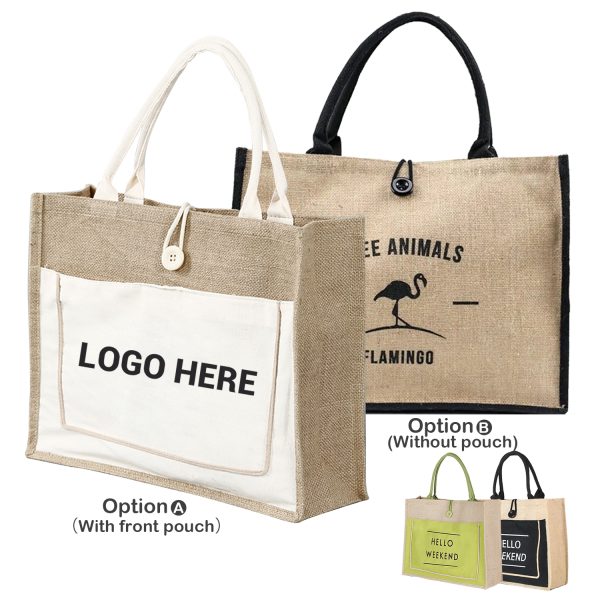 Reusable Custom Hessian Linen Shopping Tote Jute Grocery Bag