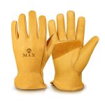 Golden cowhide non-slip work gloves