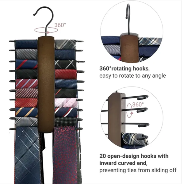 Solid wood multi-functional hanger