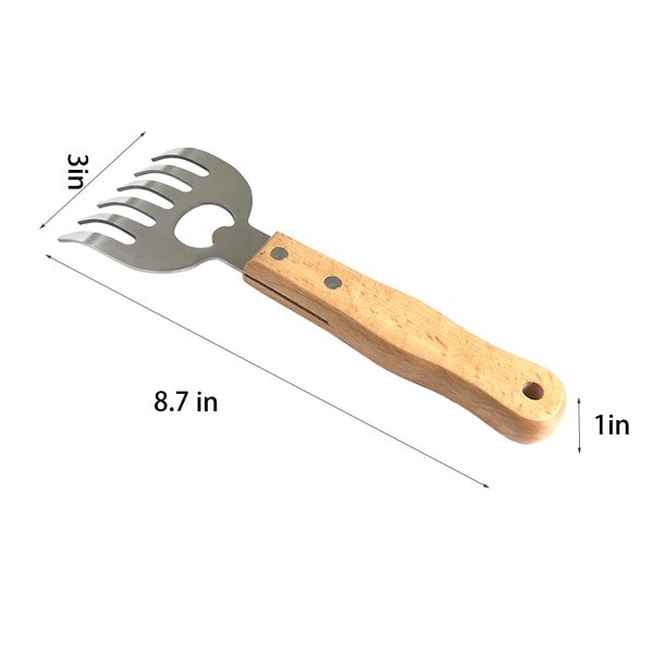 Wooden Handle Stainless Steel Bear Claw Cooked Meat Shredder