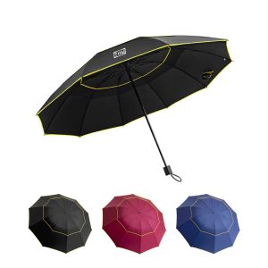 Large Three Fold Double Layered Golf Folding Umbrella