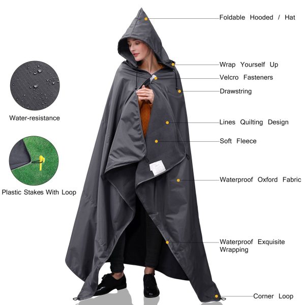 Outdoors Foldable Waterproof Hooded Raincoat Picnic Mat