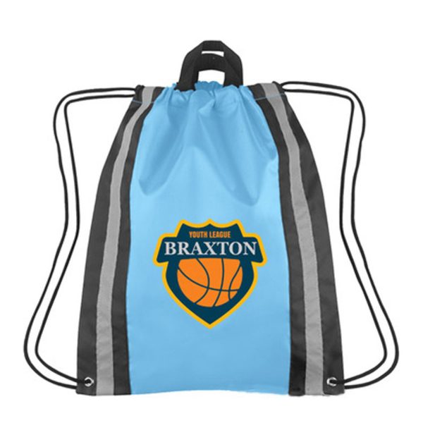 Small Nylon Reflective Sports Drawstring Backpack