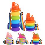 Children Crossbody Silicone Collapsible Sports Water Bottles