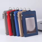 PU work card sleeve with lanyard keychain