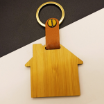 Fashionable leather buckle, bamboo car keychain