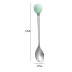 Stainless Steel Tea Coffee Dessert Ceramic Ball Spoon