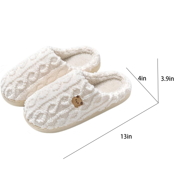 Cute bear print plush winter slippers