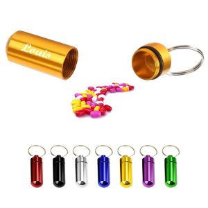 Portable Aluminum KeyChains Mini Waterproof Pill Case