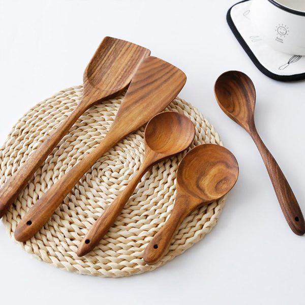 Acacia wood pot shovel spoon set