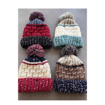 ins mixed color striped velvet beanie hat