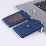 PU work card sleeve with lanyard keychain