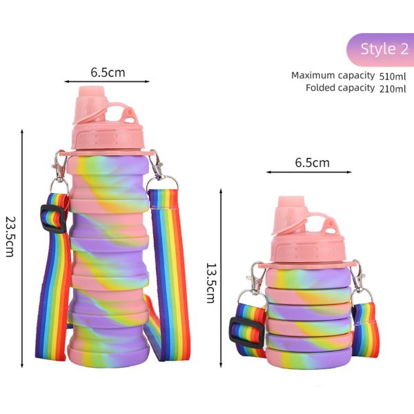 Children Crossbody Silicone Collapsible Sports Water Bottles