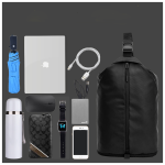 Black Sling Chest Bag W/ Usb Charge Port