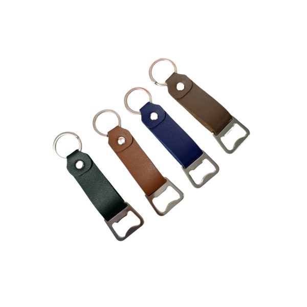 Portable Leather Stainless Steel Bottle Opener Keychain