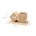 Students Wooden Voice Controlled LED Pen Holder Alarm Clock