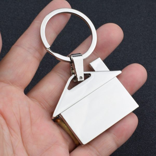 House shape metal keychain