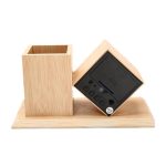 Students Wooden Voice Controlled LED Pen Holder Alarm Clock