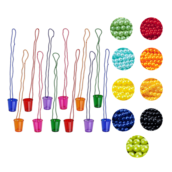 Plastic LED Shot Glass Necklace with Beads