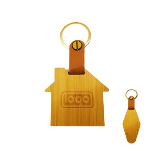 Fashionable leather buckle, bamboo car keychain