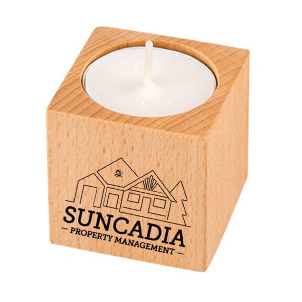 Beechwood Cube Candle Holder