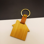 Fashionable leather buckle, bamboo car keychain