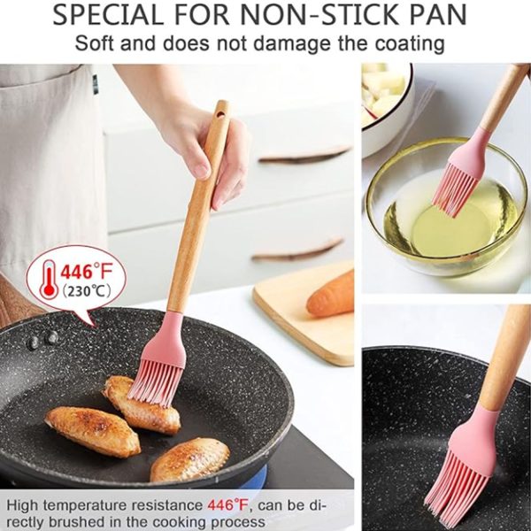 Silicone Kitchen Brush with Wooden Handle, Optional Cooking