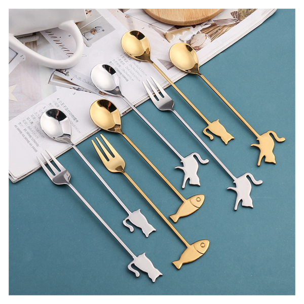 Cat Coffee Spoon and Fork Set