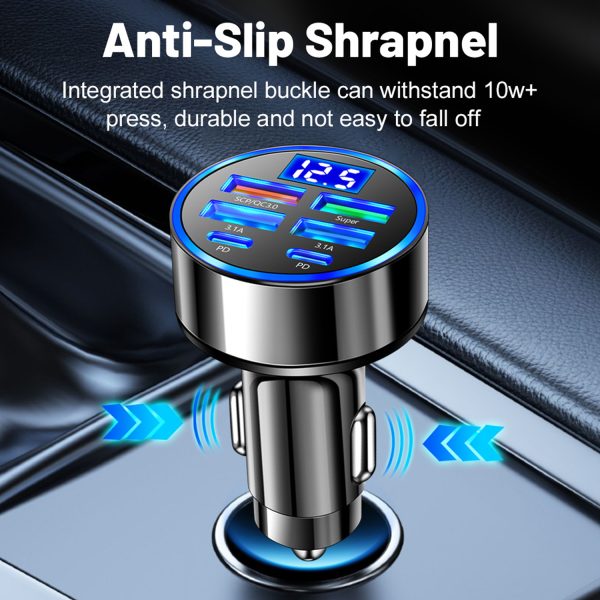 iPhone/Android/ipad Six-In-One Digital Display Car Charger