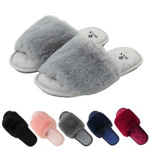 Women's Large Size Indoor Rabbit Fur Cotton Slippers