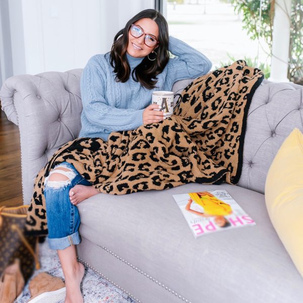 Half Flannel Leopardprint Air-conditioned Sofa Blanket