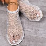 Comfortable Mesh Rhinestone Large Women's Flat Sandals