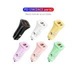 12W PD+USB Mini Fully Compatible Mobile Car Charger