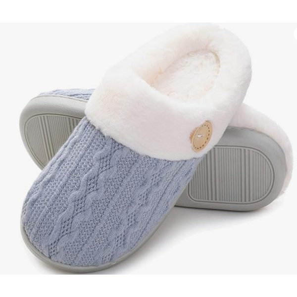 Non-slip outdoor home memory cotton warm plush slippers