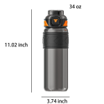 34oz Sports Water Bottles w/ Removable Straw
