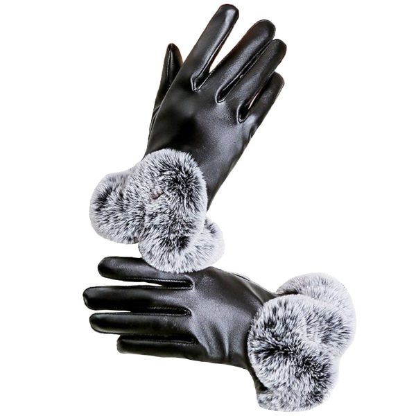 Women Touch Screen Leatherette Warm Gloves