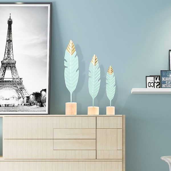 Elegant Home Decor Feather Decoration W/ Wooden Base