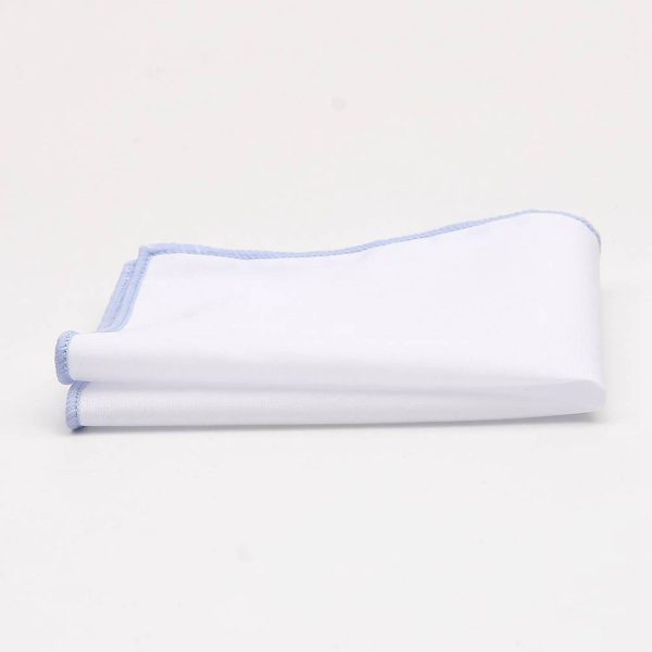 Solid White Pocket Square w/ Embroidered Edge