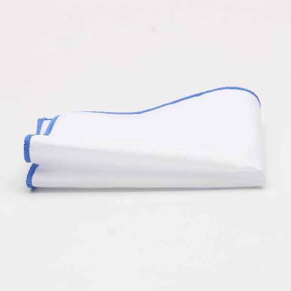 Solid White Pocket Square w/ Embroidered Edge