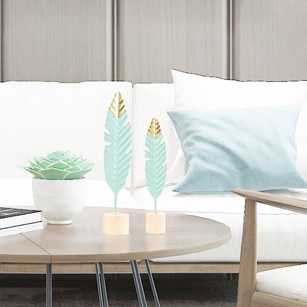 Elegant Home Decor Feather Decoration W/ Wooden Base