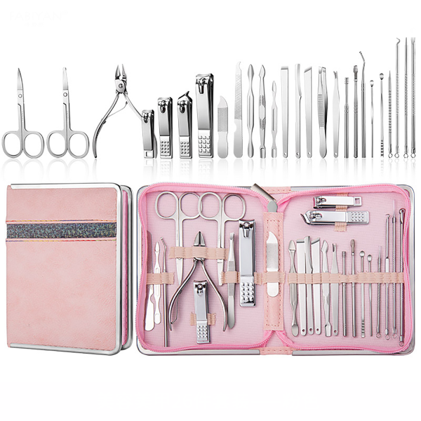 stainless steel beauty set w/ zipper bag