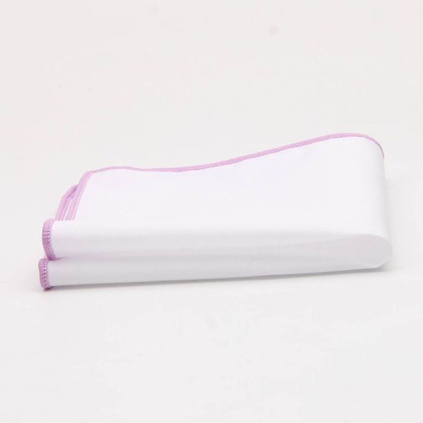 Solid White Pocket Square w/ Embroidered Edge