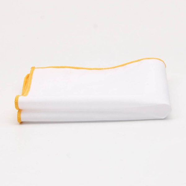 Solid White Pocket Square w/ Embroidered Edge