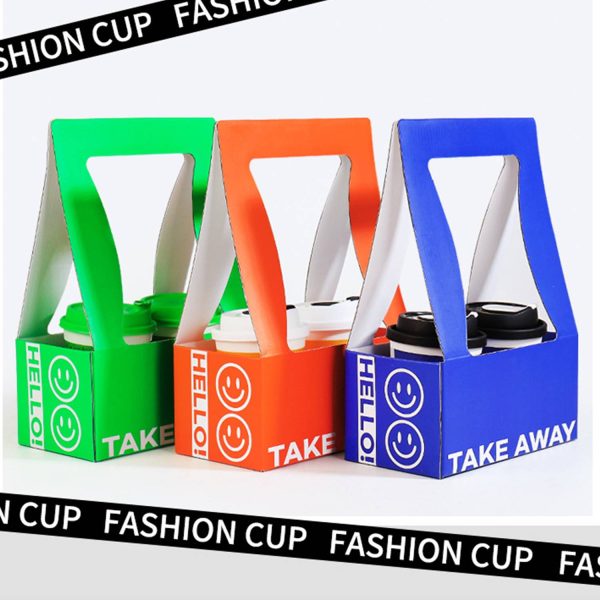 Colorful Fahion Paper 2 Cup Holder W/ Handles