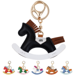 Vintage PU Leather Rocking Horse Pendant Keychain