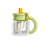 30Oz Large Capacity Glass Flower Tea Cup w/ Straw